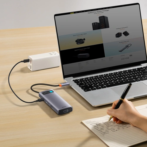 Kup Hub Baseus Metal Gleam Series 8in1 USB-C - HDMI/3xUSB 3.2 Gen. 1/Power Delivery/SD-Kartenleser/TF-Kartenleser/VGA grau - BSU3599 - {ean13} - Sklep Home Screen