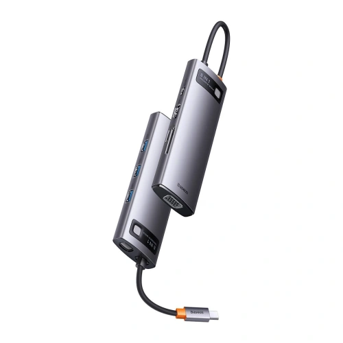 Kup Hub Baseus Metal Gleam Series 8in1 USB-C - HDMI/3xUSB 3.2 Gen. 1/Power Delivery/SD-Kartenleser/TF-Kartenleser/VGA grau - BSU3599 - {ean13} - Sklep Home Screen
