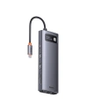 Hub Baseus Metal Gleam Series 9in1 USB-C - 2xHDMI/2xUSB 3.2 Gen. 1/USB 2.0/Power Delivery/cititor de carduri SD/cititor de carduri TF/RJ-45 gri