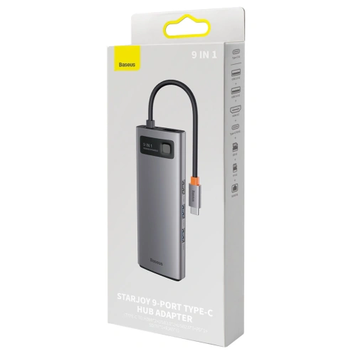 Kup Hub Baseus Metal Gleam Series 9in1 USB-C - 2xHDMI/2xUSB 3.2 Gen. 1/USB 2.0/Power Delivery/SD-Kartenleser/TF-Kartenleser/RJ-45 grau - BSU3600 - {ean13} - Sklep Home Screen