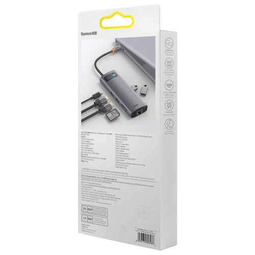 Kup Hub Baseus Metal Gleam Series 9in1 USB-C - 2xHDMI/2xUSB 3.2 Gen. 1/USB 2.0/Power Delivery/SD-Kartenleser/TF-Kartenleser/RJ-45 grau - BSU3600 - {ean13} - Sklep Home Screen