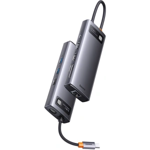 Kup Hub Baseus Metal Gleam Series 9in1 USB-C - 2xHDMI/2xUSB 3.2 Gen. 1/USB 2.0/Power Delivery/SD-Kartenleser/TF-Kartenleser/RJ-45 grau - BSU3600 - {ean13} - Sklep Home Screen