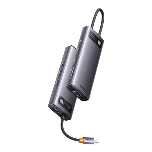 Kup Hub Baseus Metal Gleam Series 9in1 USB-C - 2xHDMI/2xUSB 3.2 Gen. 1/USB 2.0/Power Delivery/SD-Kartenleser/TF-Kartenleser/RJ-45 grau - BSU3600 - {ean13} - Sklep Home Screen
