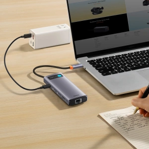 Kup Hub Baseus Metal Gleam Series 9in1 USB-C - 2xHDMI/2xUSB 3.2 Gen. 1/USB 2.0/Power Delivery/SD-Kartenleser/TF-Kartenleser/RJ-45 grau - BSU3600 - {ean13} - Sklep Home Screen