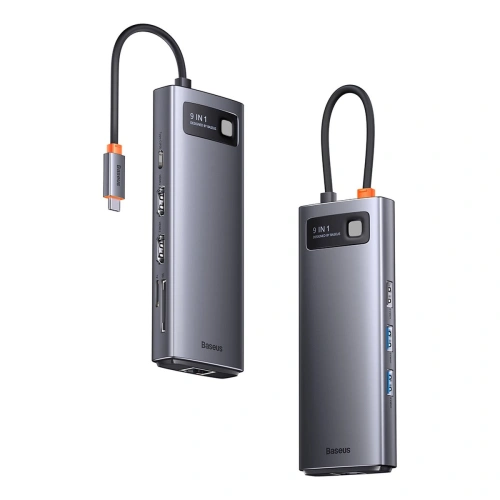 Kup Hub Baseus Metal Gleam Series 9in1 USB-C - 2xHDMI/2xUSB 3.2 Gen. 1/USB 2.0/Power Delivery/SD-Kartenleser/TF-Kartenleser/RJ-45 grau - BSU3600 - {ean13} - Sklep Home Screen