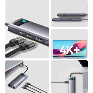 Kup Hub Baseus Metal Gleam Series 9in1 USB-C - 2xHDMI/2xUSB 3.2 Gen. 1/USB 2.0/Power Delivery/SD-Kartenleser/TF-Kartenleser/RJ-45 grau - BSU3600 - {ean13} - Sklep Home Screen