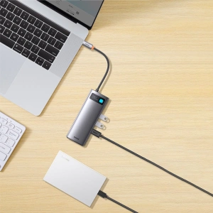 Kup Hub Baseus Metal Gleam Series 9in1 USB-C - 2xHDMI/2xUSB 3.2 Gen. 1/USB 2.0/Power Delivery/SD-Kartenleser/TF-Kartenleser/RJ-45 grau - BSU3600 - {ean13} - Sklep Home Screen