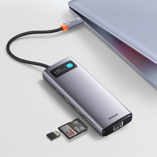 Kup Hub Baseus Metal Gleam Series 9in1 USB-C - 2xHDMI/2xUSB 3.2 Gen. 1/USB 2.0/Power Delivery/SD-Kartenleser/TF-Kartenleser/RJ-45 grau - BSU3600 - {ean13} - Sklep Home Screen