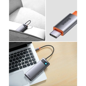 Kup Hub Baseus Metal Gleam Series 9in1 USB-C - 2xHDMI/2xUSB 3.2 Gen. 1/USB 2.0/Power Delivery/SD-Kartenleser/TF-Kartenleser/RJ-45 grau - BSU3600 - {ean13} - Sklep Home Screen