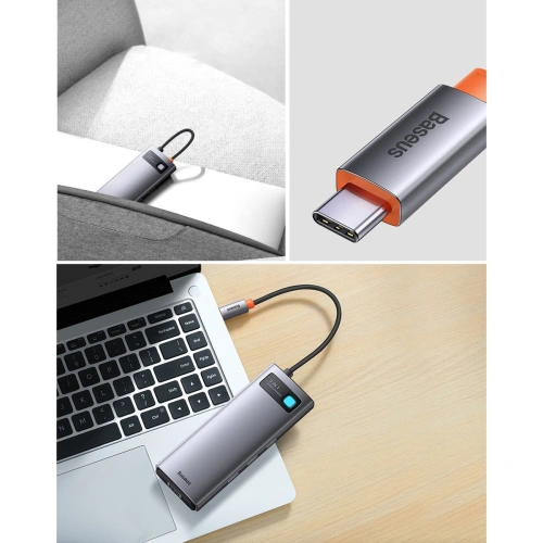 Kup Hub Baseus Metal Gleam Series 9in1 USB-C - 2xHDMI/2xUSB 3.2 Gen. 1/USB 2.0/Power Delivery/SD-Kartenleser/TF-Kartenleser/RJ-45 grau - BSU3600 - {ean13} - Sklep Home Screen