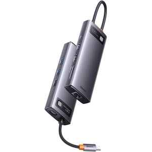 Kup Hub Baseus Metal Gleam Series 9in1 USB-C - 2xHDMI/2xUSB 3.2 Gen. 1/USB 2.0/Power Delivery/SD-Kartenleser/TF-Kartenleser/RJ-45 grau - BSU3600 - {ean13} - Sklep Home Screen