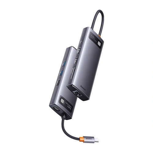 Kup Hub Baseus Metal Gleam Series 9in1 USB-C - 2xHDMI/2xUSB 3.2 Gen. 1/USB 2.0/Power Delivery/SD-Kartenleser/TF-Kartenleser/RJ-45 grau - BSU3600 - {ean13} - Sklep Home Screen