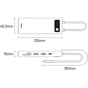 Kup Hub Baseus Metal Gleam Series 9in1 USB-C - 2xHDMI/2xUSB 3.2 Gen. 1/USB 2.0/Power Delivery/SD-Kartenleser/TF-Kartenleser/RJ-45 grau - BSU3600 - {ean13} - Sklep Home Screen