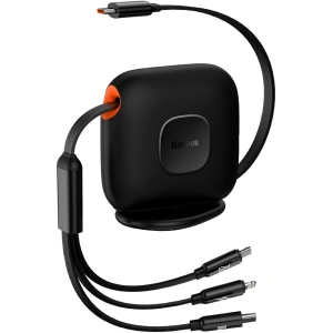 Kabel zwijany Baseus Traction Series 3in1 USB-C - microUSB/USB-C/Lightning Power Delivery 100W 1,7m černý