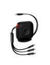 Baseus Traction Series Retractable Cable 3in1 USB-C - microUSB/USB-C/Lightning Power Delivery 100W 1,7m black