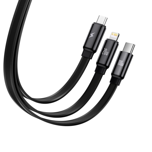 Kup Kabel zwijany Baseus Traction Series 3in1 USB-C - microUSB/USB-C/Lightning Power Delivery 100W 1,7m czarny - BSU3603 - {ean13} - Sklep Home Screen