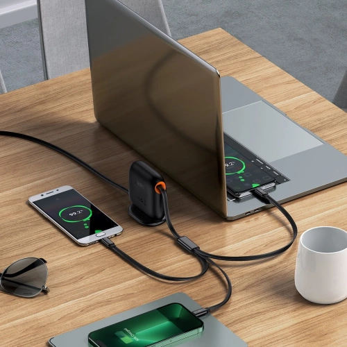 Kup Kábel tekercselt Baseus Traction Series 3in1 USB-C - microUSB/USB-C/Lightning Power Delivery 100W 1,7m fekete - BSU3603 - {ean13} - Sklep Home Screen