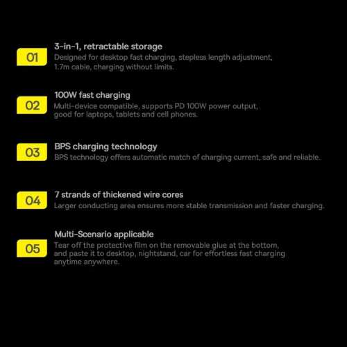 Kup Cablul răsucit Baseus Traction Series 3in1 USB-C - microUSB/USB-C/Lightning Power Delivery 100W 1,7m negru - BSU3603 - {ean13} - Sklep Home Screen