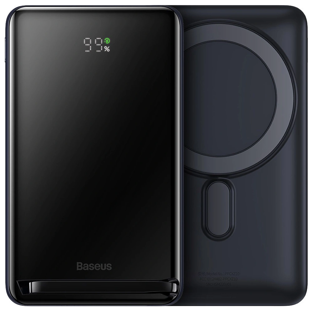 Powerbank Baseus Magnetic Bracket Wireless Charge MagSafe 10000mAh 20W Overseas Edition niebieski + kabel USB-C Xiaobai 60W 0,5m