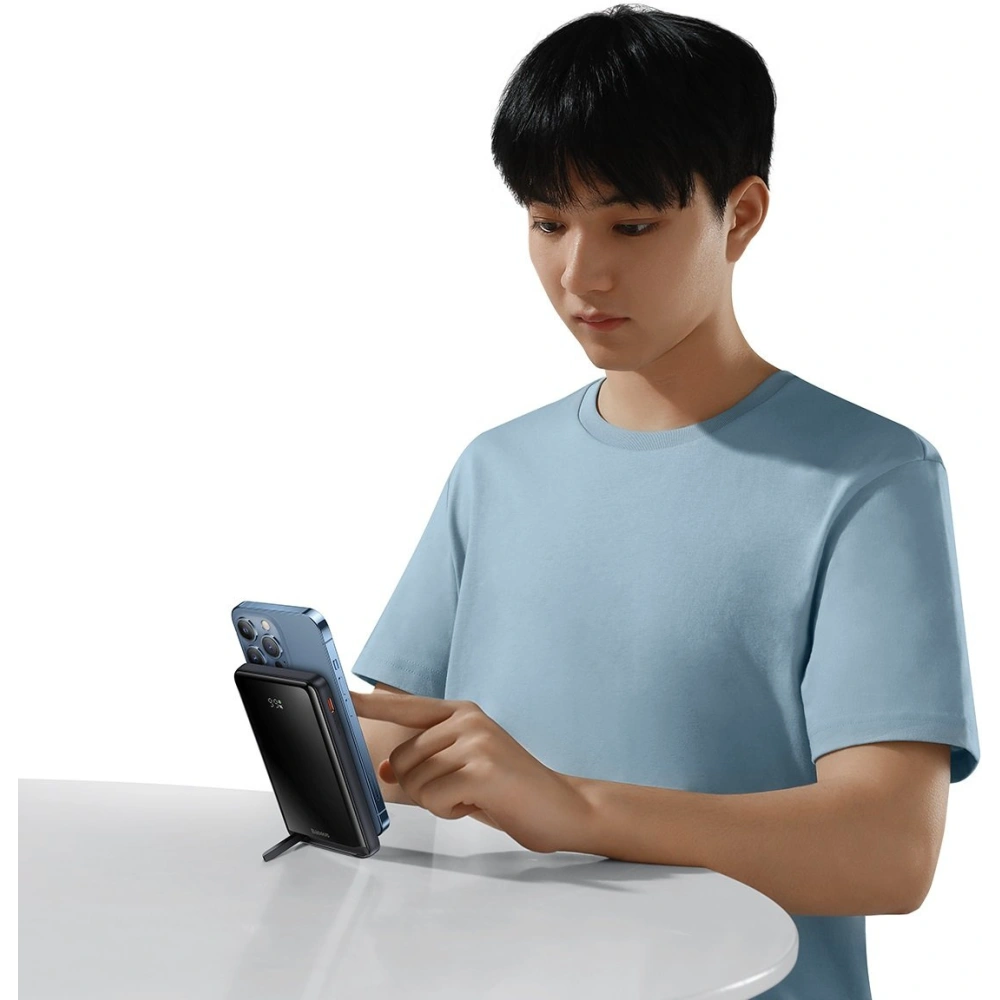 Powerbank Baseus Magnetic Bracket Wireless Charge MagSafe 10000mAh 20W Overseas Edition niebieski + kabel USB-C Xiaobai 60W 0,5m