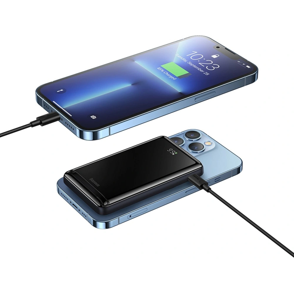 Powerbank Baseus Magnetic Bracket Wireless Charge MagSafe 10000mAh 20W Overseas Edition niebieski + kabel USB-C Xiaobai 60W 0,5m