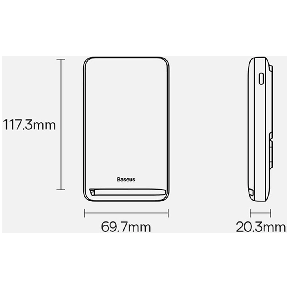 Powerbank Baseus Magnetic Bracket Wireless Charge MagSafe 10000mAh 20W Overseas Edition niebieski + kabel USB-C Xiaobai 60W 0,5m