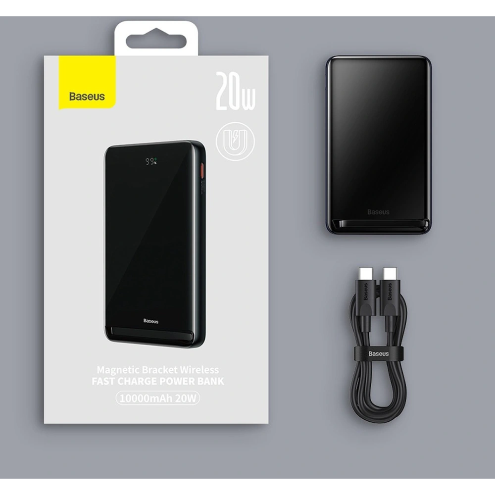 Powerbank Baseus Magnetic Bracket Wireless Charge MagSafe 10000mAh 20W Overseas Edition niebieski + kabel USB-C Xiaobai 60W 0,5m