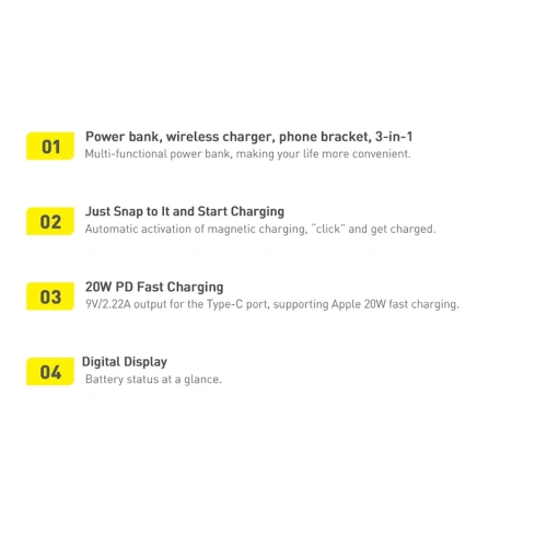 Kup Powerbank Baseus Magnetic Bracket Wireless Charge MagSafe 10000mAh 20W Overseas Edition albastru + cablu USB-C Xiaobai 60W 0,5m - BSU3604 - {ean13} - Sklep Home Screen