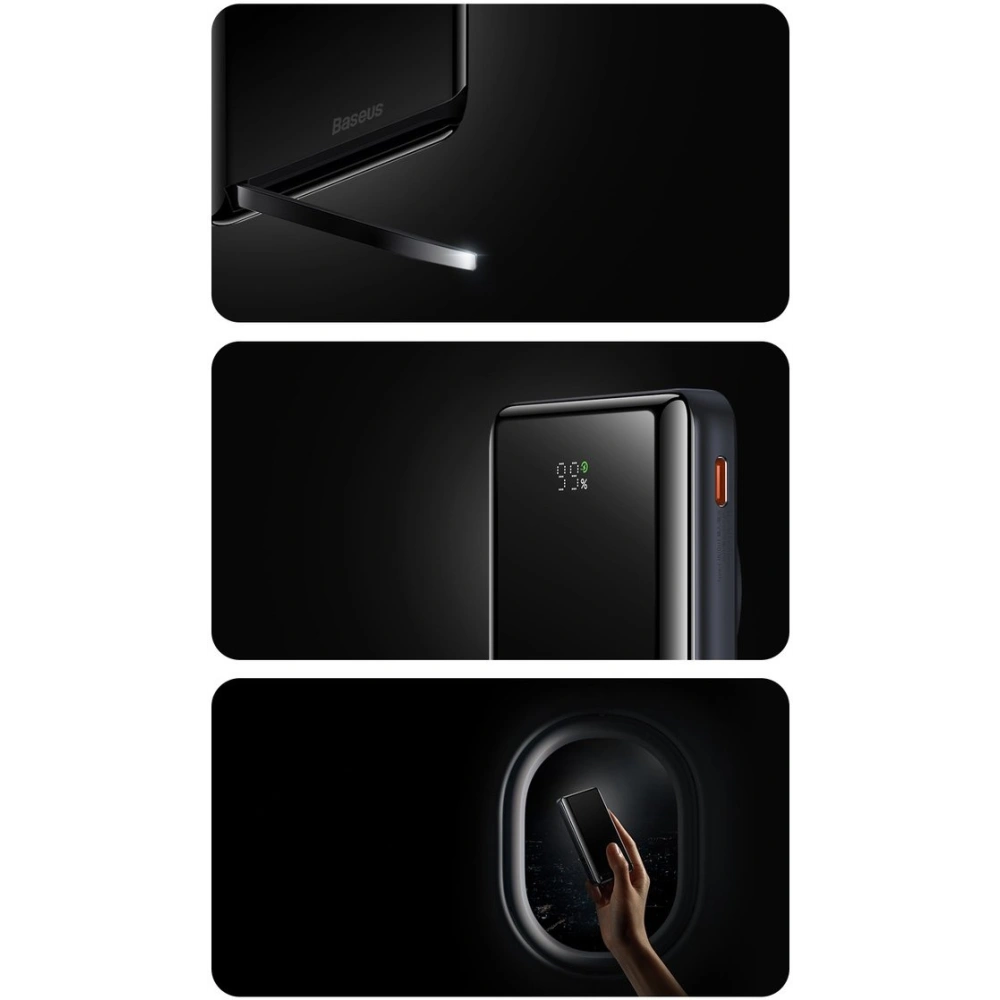 Powerbank Baseus Magnetic Bracket Wireless Charge MagSafe 10000mAh 20W Overseas Edition niebieski + kabel USB-C Xiaobai 60W 0,5m