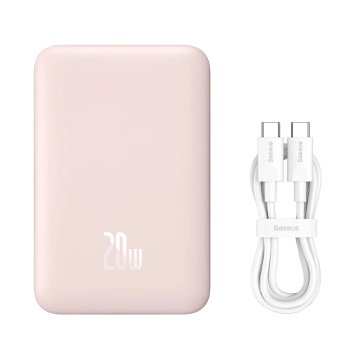 Kup Powerbank Baseus Magnetic Mini 10000mAh 20W rosa + USB-C/USB-C Kabel 60W 0,5m weiß - BSU3607 - {ean13} - Sklep Home Screen