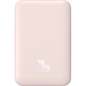 Powerbank Baseus Magnetic Mini 10000mAh 20W różowy + kabel USB-C/USB-C 60W 0,5m biały