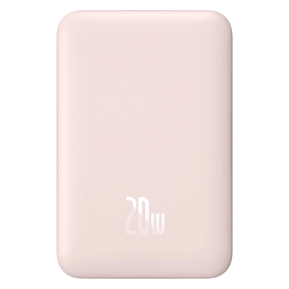 Powerbank Baseus Magnetic Mini 10000mAh 20W różowy + kabel USB-C/USB-C 60W 0,5m biały