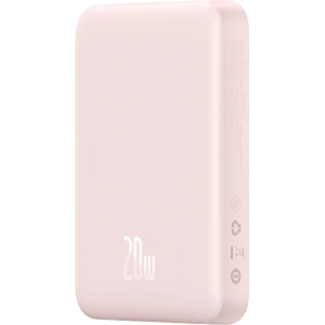 Powerbank Baseus Magnetic Mini 10000mAh 20W różowy + kabel USB-C/USB-C 60W 0,5m biały