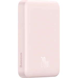 Powerbank Baseus Magnetic Mini 10000mAh 20W różowy + kabel USB-C/USB-C 60W 0,5m biały