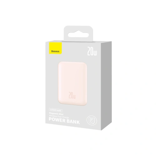 Buy Powerbank Baseus Magnetic Mini 10000mAh 20W pink + USB-C/USB-C Cable 60W 0,5m white - BSU3607 - {ean13} - Home Screen Store Europe