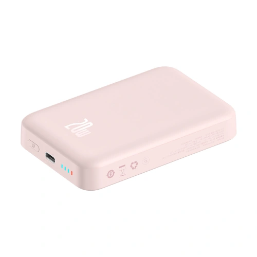 Buy Powerbank Baseus Magnetic Mini 10000mAh 20W pink + USB-C/USB-C Cable 60W 0,5m white - BSU3607 - {ean13} - Home Screen Store Europe