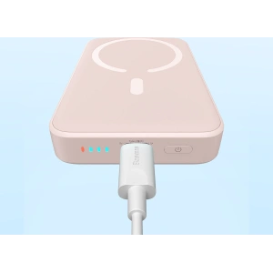 Powerbank Baseus Magnetic Mini 10000mAh 20W różowy + kabel USB-C/USB-C 60W 0,5m biały