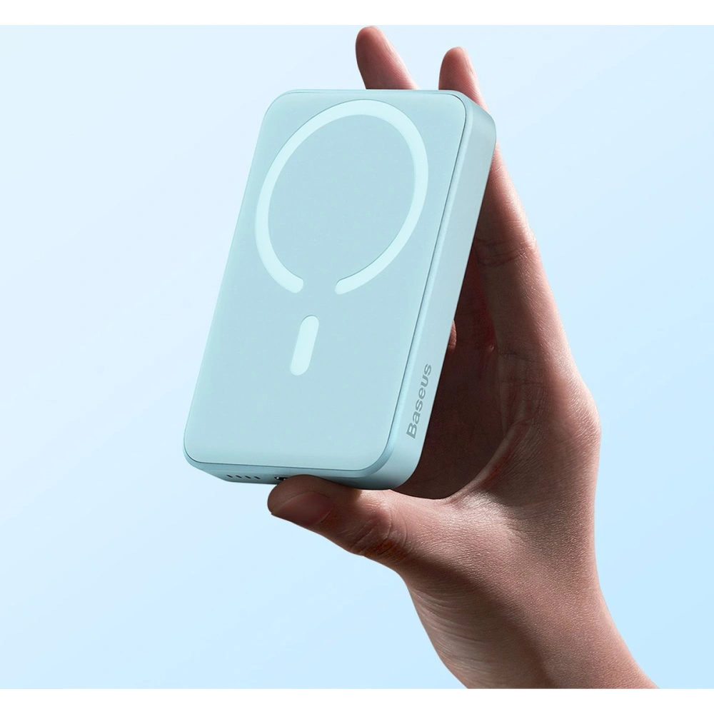 Powerbank Baseus Magnetic Mini 10000mAh 20W różowy + kabel USB-C/USB-C 60W 0,5m biały