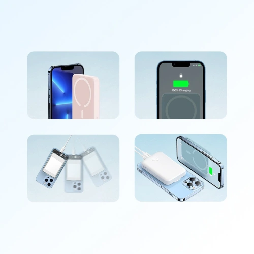 Kup Powerbank Baseus Magnetic Mini 10000mAh 20W różowy + kabel USB-C/USB-C 60W 0,5m biały - BSU3607 - {ean13} - Sklep Home Screen