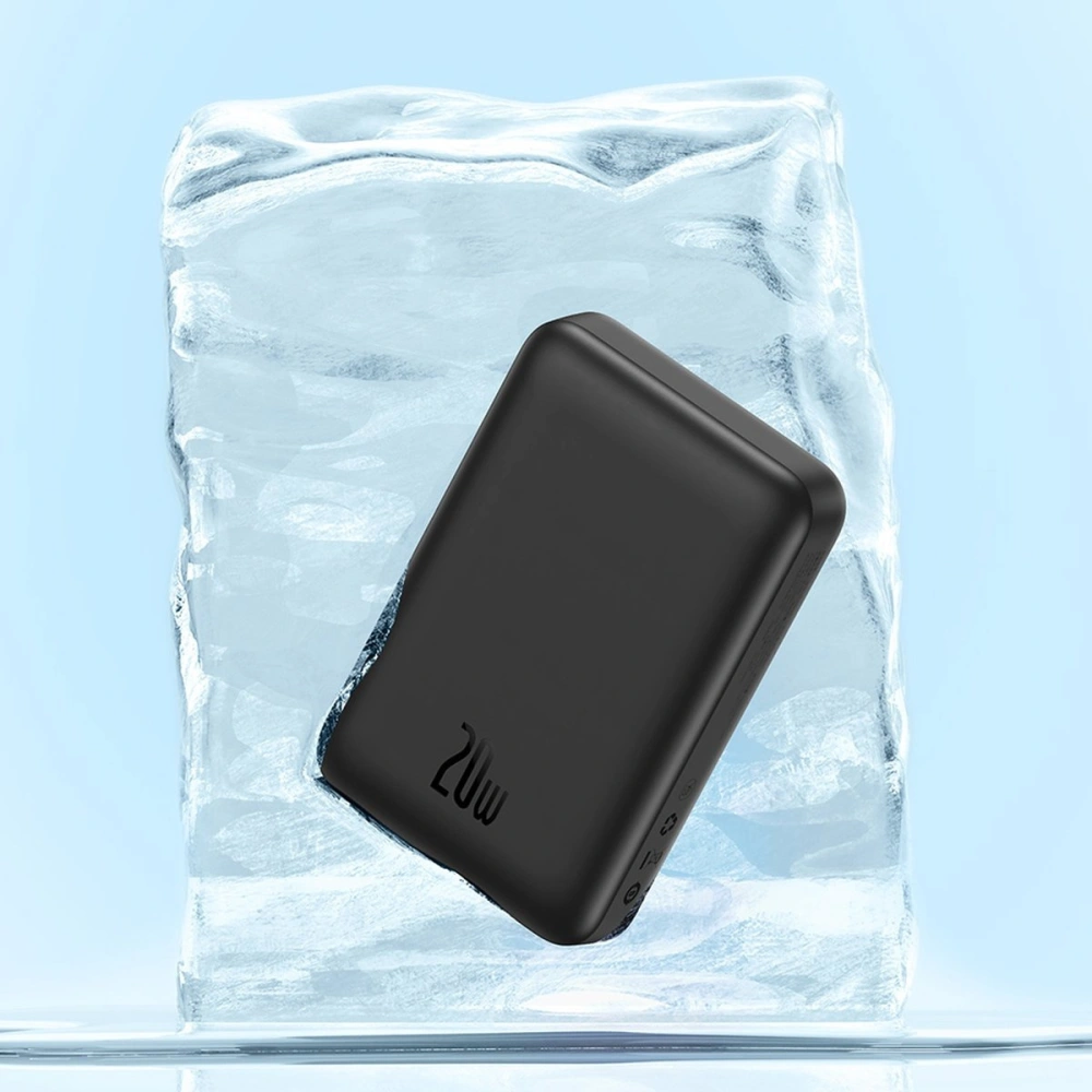 Powerbank Baseus Magnetic Mini 10000mAh 20W różowy + kabel USB-C/USB-C 60W 0,5m biały