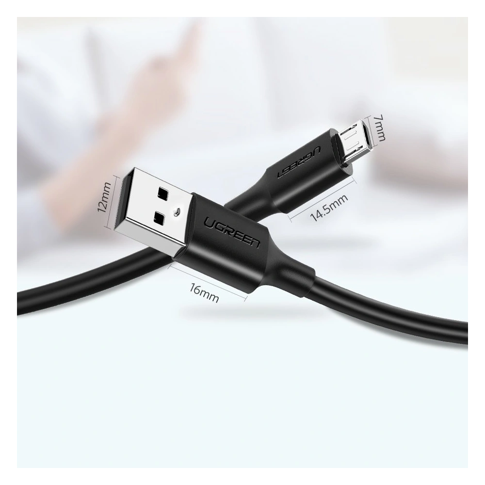 Kabel UGREEN US289 USB/microUSB 2,4A 480Mbps 1,5m czarny
