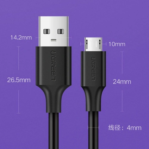 Kup Kabel UGREEN US289 USB/microUSB 2,4A 480Mbps 1,5m černý - UGR1417 - {ean13} - Sklep Home Screen