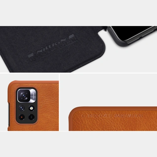 Buy Nillkin Qin Xiaomi Redmi Note 11S 5G/11T 5G/Poco M4 Pro 5G brown - NLK671 - {ean13} - Home Screen Store Europe