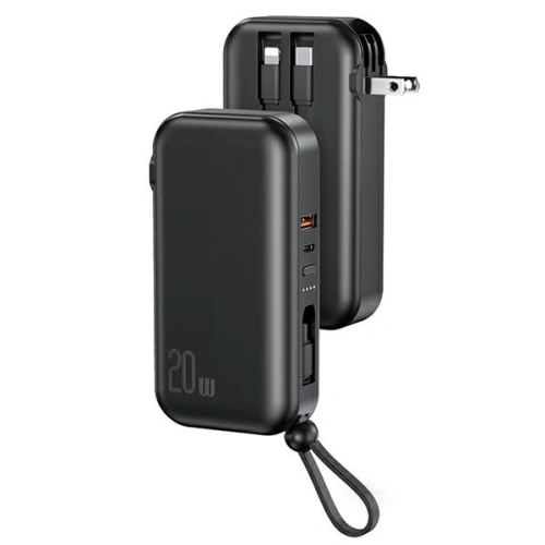 Kup Powerbank USAMS PB63 3v1 10000mAh 20W QC US+EU zástrčka + kabel USB-C/Lightning/MicroUSB černý/black 10KCD17201 - USA789 - {ean13} - Sklep Home Screen
