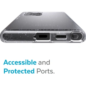 Etui Speck Presidio Perfect-Clear with Glitter MICROBAN Samsung Galaxy S22 Ultra (Clear/Platinum Glitter)