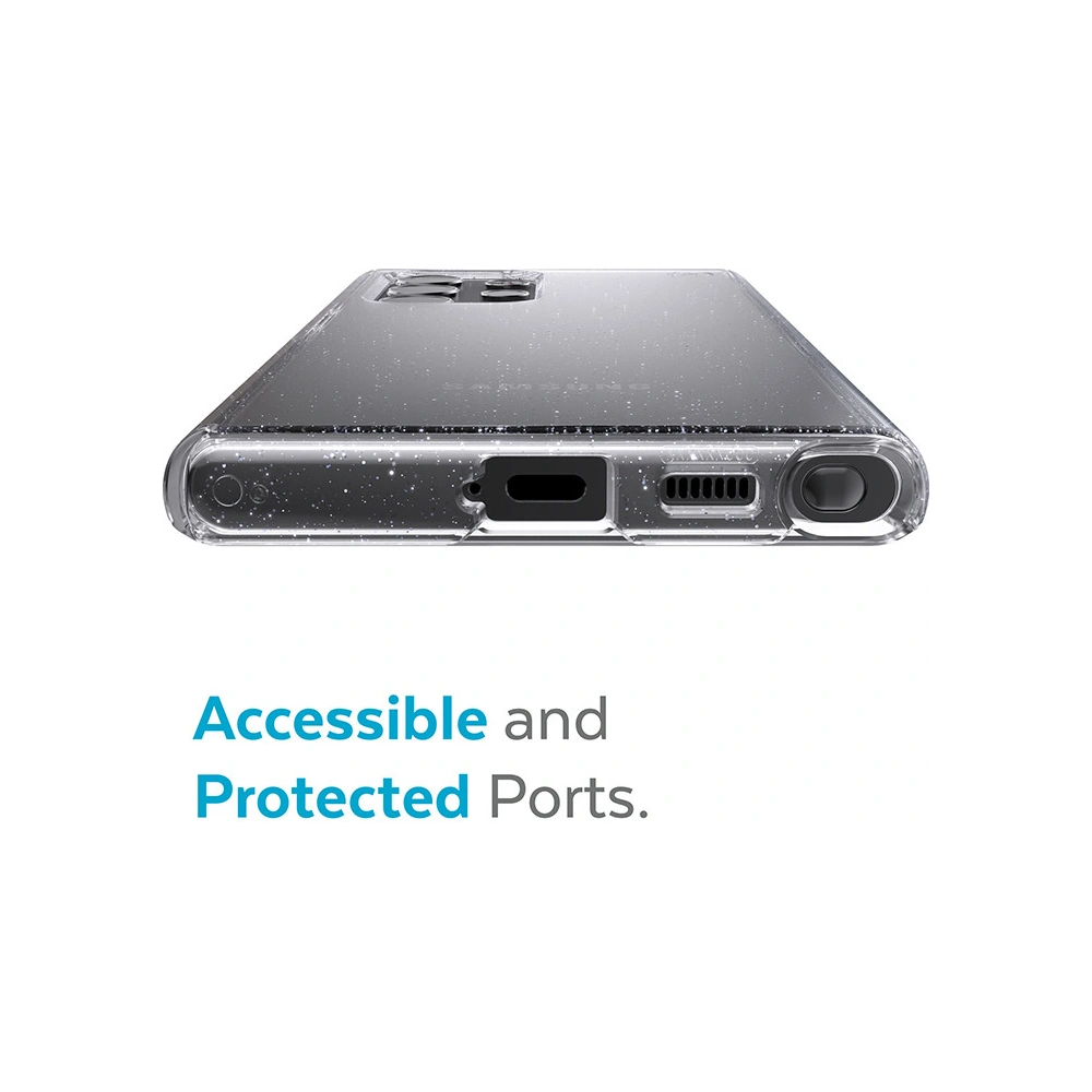 Etui Speck Presidio Perfect-Clear with Glitter MICROBAN Samsung Galaxy S22 Ultra (Clear/Platinum Glitter)