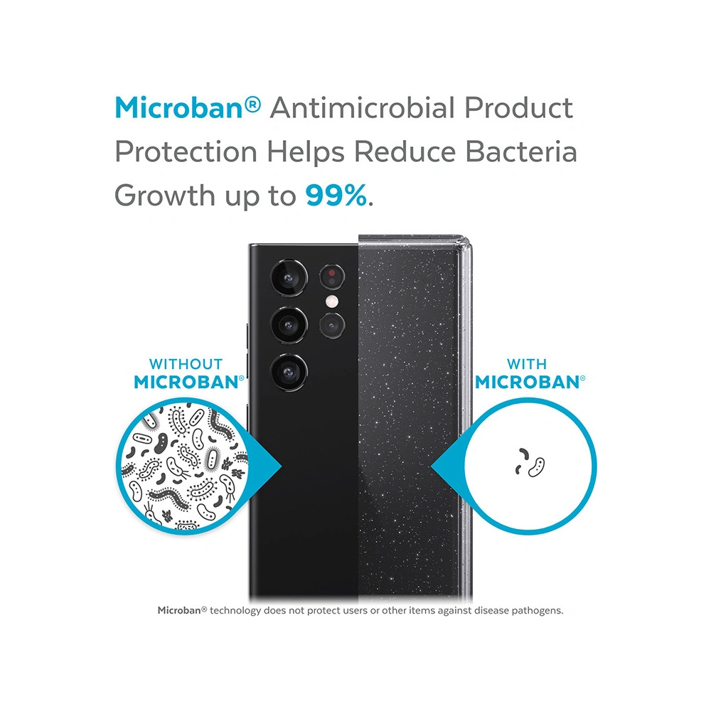 Etui Speck Presidio Perfect-Clear with Glitter MICROBAN Samsung Galaxy S22 Ultra (Clear/Platinum Glitter)