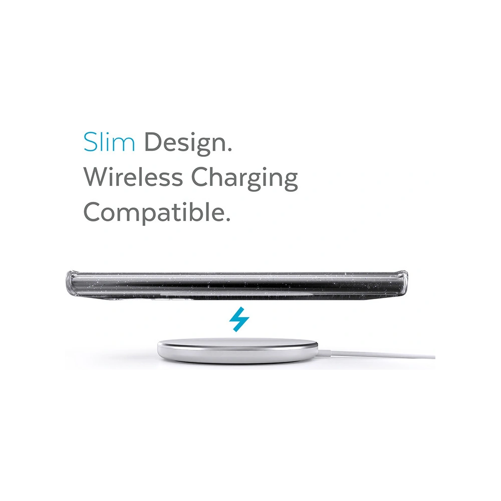 Etui Speck Presidio Perfect-Clear with Glitter MICROBAN Samsung Galaxy S22 Ultra (Clear/Platinum Glitter)