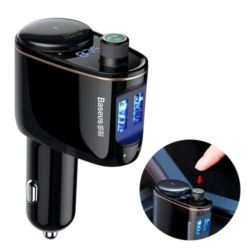 Buy Transmitter FM Baseus Locomotive Black - BSU083BLK - {ean13} - Home Screen Store Europe