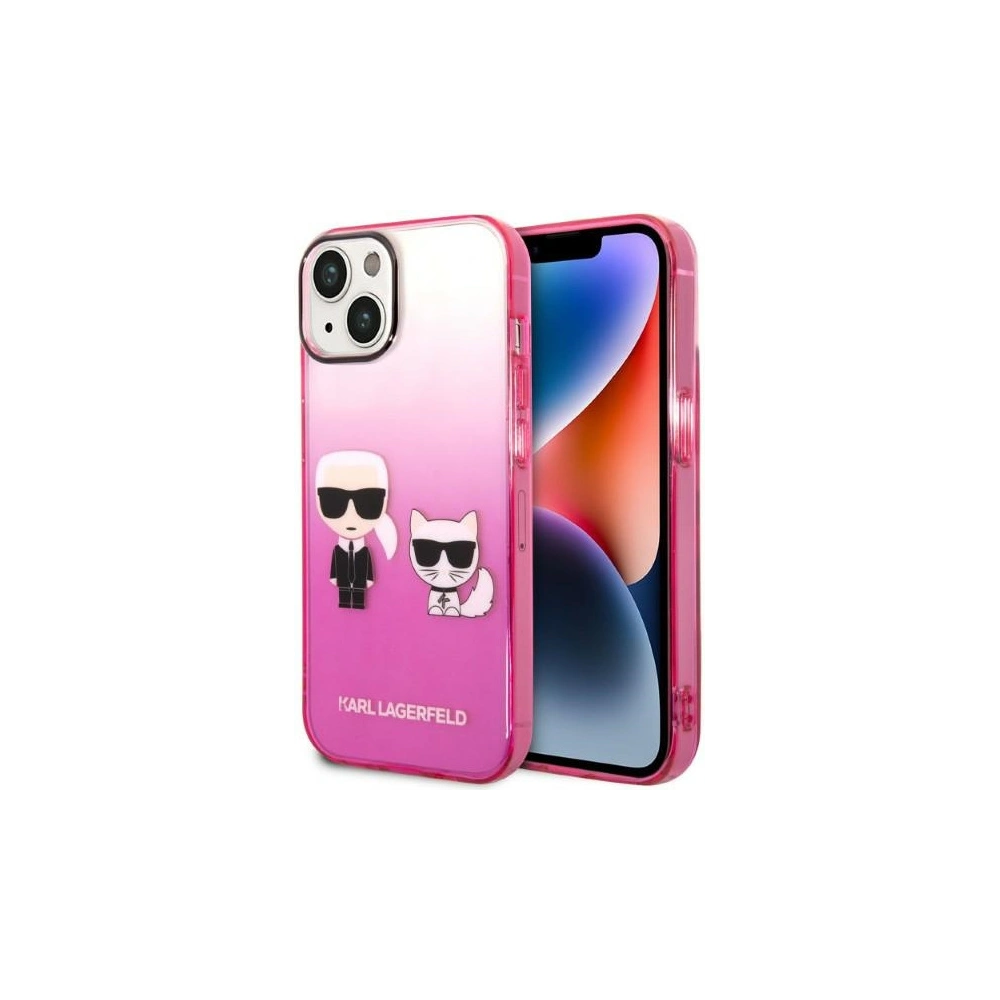 Etui Karl Lagerfeld KLHCP14MTGKCP Apple iPhone 14 Plus / 15 Plus hardcase różowy/pink Gradient Ikonik Karl & Choupette